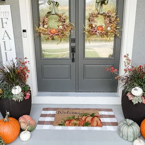 Vista 5 de Buffalo - Tapete para exteriores de 24 x 51 pulgadas, tapete a cuadros para Café y cuadros blancos