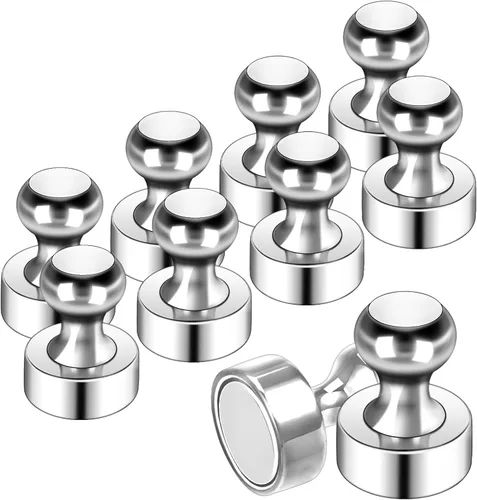 Vista 15 de Paquete de 10 imanes de nevera para adultos, imanes de metal fuerte, imanes redondos pequeños para refrigerador, pizarra blanca, casillero, pizarra