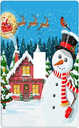Vista 75 de Cubierta de interruptor de luz dúplex de 1 banda, cubierta decorativa de Navidad con copos de nieve rojos, placa frontal decorativa para cocina