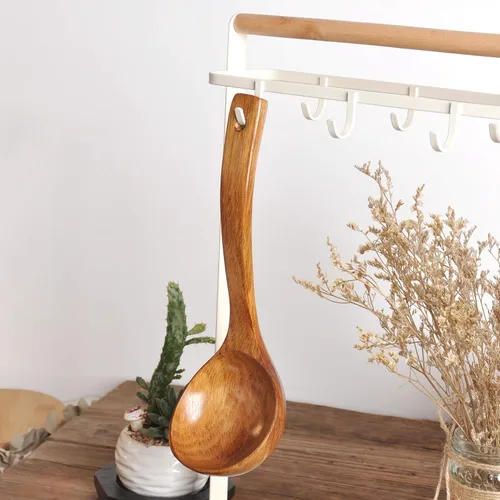 Vista 3 de FJNATINH Cucharón de Madera con Mango Largo, Cucharón de Sopa Hecho a Mano para Cocina