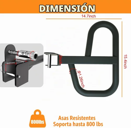 Vista 3 de Accesorio de barra de inmersión para estante de sentadillas de 2 x 2 pulgadas, accesorio de estante de alimentación resistente con orificio de 5/8