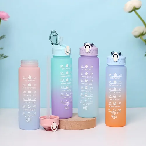 Vista 2 de Botella de agua deportiva de 22 onzas con popote, botellas de agua a prueba de fugas para hombres y mujeres, bebida para deportes, gimnasio al aire