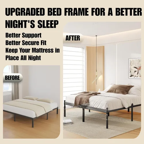 Vista 53 de 12 Inch Heavy Duty Black Metal Platform Bed Frame with Mattress Support, Twin Platform Bed Frame with Under Bed Storage, No Box Spring Needed, Easy