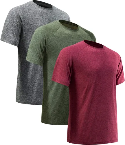 Vista 21 de Camisetas de entrenamiento para hombre, de manga corta, de secado rápido, atlético, gimnasio, activo, absorbe la humedad