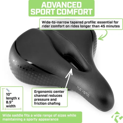 Vista 2 de Revere Comfort - Asiento de bicicleta con doble amortiguador, antivibración, suspensión de gel, asiento de bicicleta para hombres y mujeres