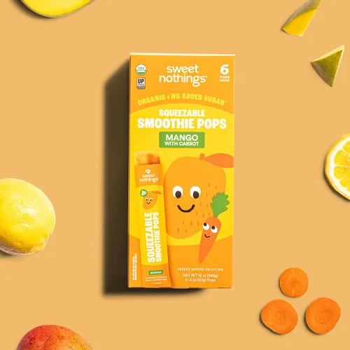 Vista 8 de Sweet Nothings Paletas de batido de zanahoria y mango, 12 paletas congeladoras, paletas de frutas y verduras, sin azúcar añadida, orgánicas USDA