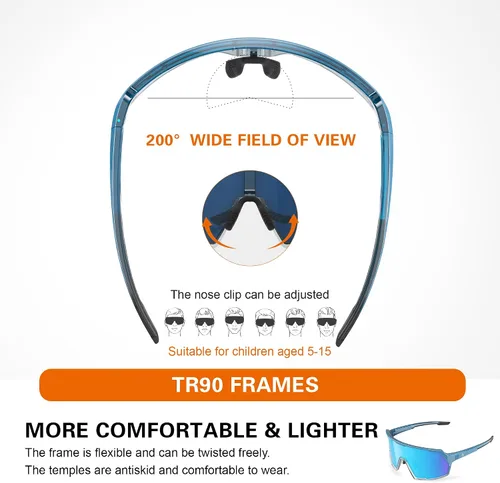 Vista 5 de suoso Gafas de sol deportivas de ciclismo para hombre: protección UV400, gafas de sol para jóvenes, para ciclismo, correr, béisbol, sóftbol