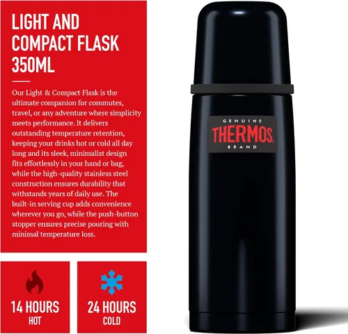 Vista 6 de Thermos Frasco ligero y compacto, acero inoxidable, azul medianoche, 11.8 fl oz