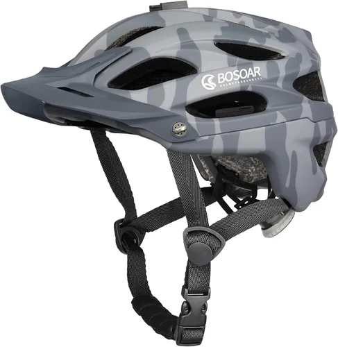 Vista 14 de Casco de bicicleta de montaña Bosoar, casco de ciclismo para adultos con soporte para cámara y visera desmontable para hombres, mujeres y jóvenes