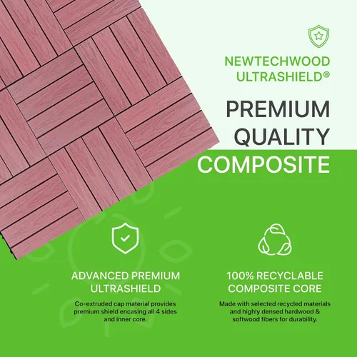 Vista 2 de NewTechWood UltraShield Naturale - Azulejo compuesto para exteriores (1 pie x 1 pie), color rosa de Seúl (10 pies cuadrados por caja)