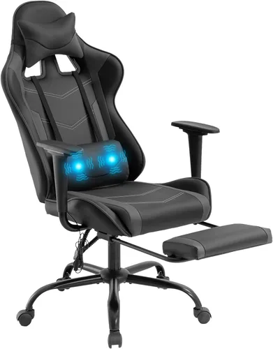Vista 13 de Silla de juegos grande y alta, silla ergonómica de escritorio para computadora, cómoda silla de oficina ajustable de altura ajustable con soporte