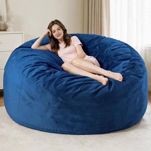 Vista 17 de Sillón puff de 3 pies Sillón estilo puff grande de 3 pulgadas con relleno de espuma viscoelástica, sofá suave con funda de terciopelo holandés