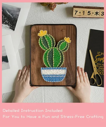 Vista 4 de BAZIMA ALICE Kit de arte de cuerda para principiantes, kit de manualidades de cactus en maceta, regalo único, kit de manualidades para vacaciones