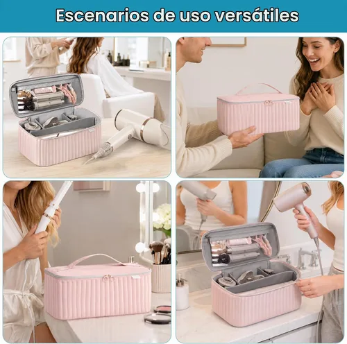 Vista 6 de Lexeeco Secador de pelo Herramientas Bolsa de viaje para Shark Flex Style Rosa