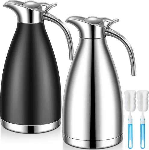 Vista 12 de Uiifan 2 Piezas Jarras Térmicas de Café de 68 oz, Jarra de Café Aislada de Acero Inoxidable para Líquidos Calientes, Olla Térmica al Vacío