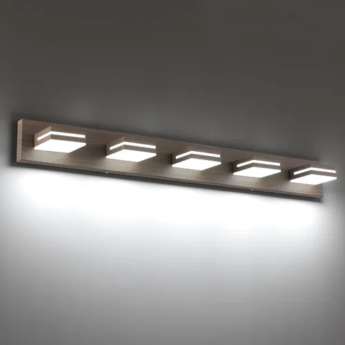 Vista 24 de SineRise - Moderna lámpara LED para tocador de baño (2 luces, 39.4 cm, regulable), iluminación de pared de baño moderna de acrílico cepillado sobre