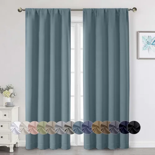 Vista 55 de Cortinas opacas para dormitorio, sala de estar, juego de 2 paneles de 54 pulgadas de largo, cortinas de oscurecimiento de habitación con aislamiento