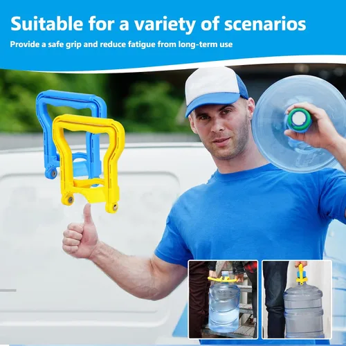 Vista 7 de Paquete de 2 asas de botella de agua resistentes de 5 galones, elevación de doble modo para una o dos personas, agarre ergonómico para un fácil