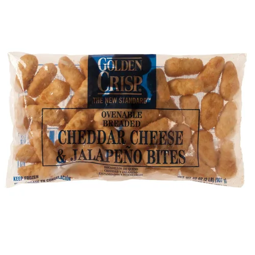 Vista 2 de Golden Crisp - Bocaditos de jalapeño de queso cheddar al horno, 2 libras, 6 por caja.