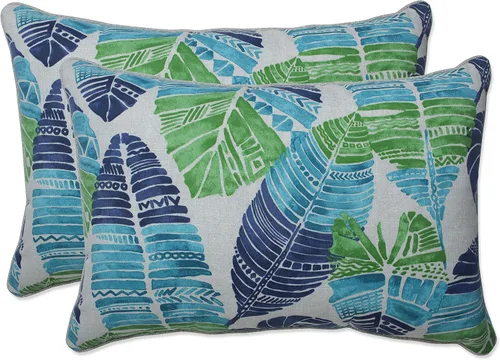 Vista 39 de Pillow Perfect Almohadas lumbares Delray azul marino para exteriores/interiores, 11.5 x 18.5 pulgadas, paquete de 2
