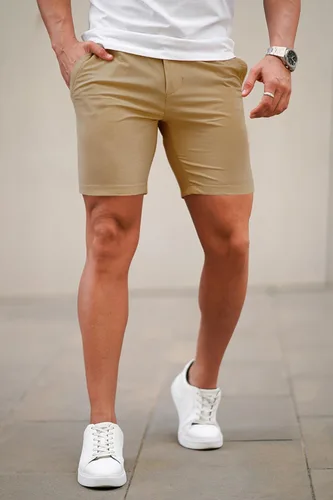 Vista 4 de GINGTTO Pantalones cortos para hombre, ajustados, elásticos, con entrepierna de 9 pulgadas