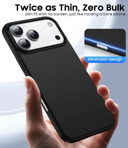 Vista 4 de GRECAZO Funda delgada para iPhone 16 Pro Max, ultra fina, color negro