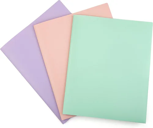 Vista 9 de Mintra Carpetas de bolsillo de polietileno, paquete de 3 resistentes (hielo ártico/amarillo sol/rosa primavera)