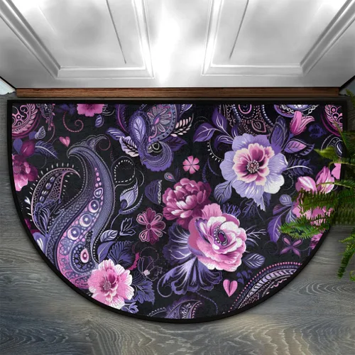 Vista 32 de Felpudo Semicircular de Animales Libélula Boho Lavable Tapete Semicírculo Antideslizante Absorbente Alfombras de Media Luna para Entrada
