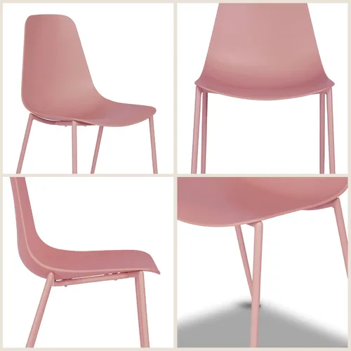 Vista 7 de Poly & BARK Isla - Juego de 4 sillas de cocina modernas, sillas de comedor de plástico con patas de metal, montaje rápido, sillas simples de café