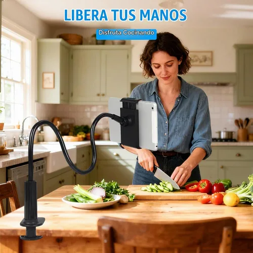 Vista 3 de Soporte para tableta de cuello de cisne para cama, abrazadera de soporte flexible de brazo largo ajustable para soporte de teléfono de escritorio