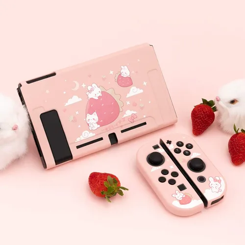 Vista 8 de GeekShare Funda protectora para Switch funda delgada de TPU suave compatible con consola Nintendo Switch y Joy-Con conejo fresa