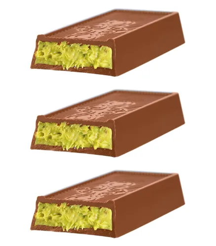 Vista 3 de Chocolate Dubai - Chocolate con leche con pistacho (Cikolata Meshur Dubai Lezzeti) (tamaño pequeño (paquete de 3))