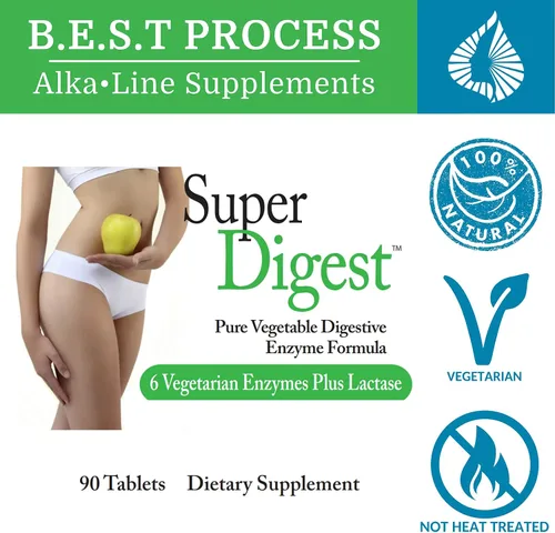 Vista 8 de SuperDigest Best Process Alkaline — Soporte digestivo multienzimático — Enzimas digestivas con alfalfa, papaína y bromelina (apto para vegetarianos)