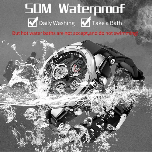 Vista 4 de findtime Relojes militares para hombre, reloj deportivo para hombre, táctico, resistente al agua, digital, deportivo, trabajo, analógico