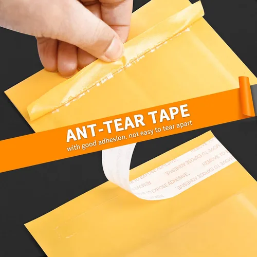 Vista 3 de packbabol Sobres de burbujas de papel kraft 3.5x5 Pulgadas 50 Pack, sobres autoadhesivos de papel para embalaje, sobres de adhesión fuerte, pequeñas
