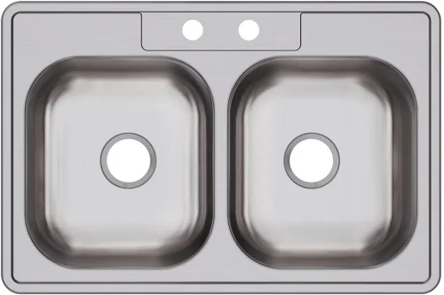 Vista 25 de Dayton D233221 Equal - Fregadero de acero inoxidable con doble tazón, 33 x 22 x 6.5 pulgadas