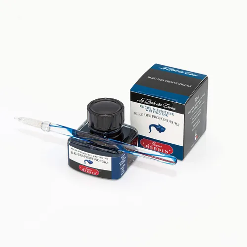 Vista 3 de Herbin Jacques - Ref 13057T - Tinta para plumas estilográficas y bolígrafos Rollerball - Orange Indien - Botella de 1.0 fl oz con soporte integrado