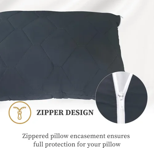 Vista 5 de Safe and Sound Paquete de 2 protectores de almohada, funda de almohada impermeable con cremallera de tamaño estándar, transpirable, suave