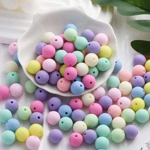 Vista 4 de Jmassyang 800 cuentas redondas de plástico pastel acrílicas de color caramelo de 0.236 pulgadas (0.236 in), mezcla de colores caramelo, cuentas