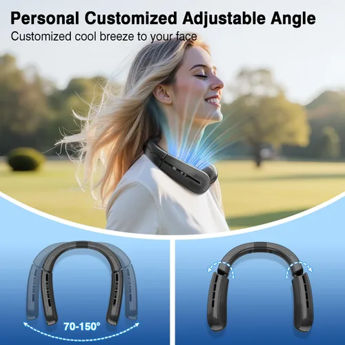 Vista 3 de ChillGo Ventilador de cuello portátil – Flujo de aire turbo ampliado de 8400 RPM – Ventilador personal recargable de enfriamiento portátil de 5200