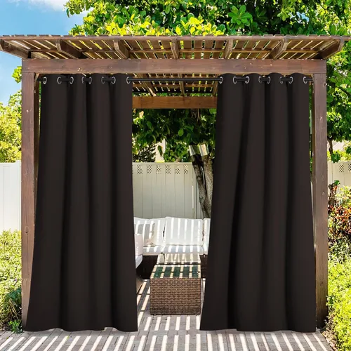 Vista 92 de NICETOWN Cortina para Exteriores para Patio Impermeable de 84 Pulgadas de Ancho, Aislamiento Térmico con Ojales Antioxidantes Bloqueo UV Cortina