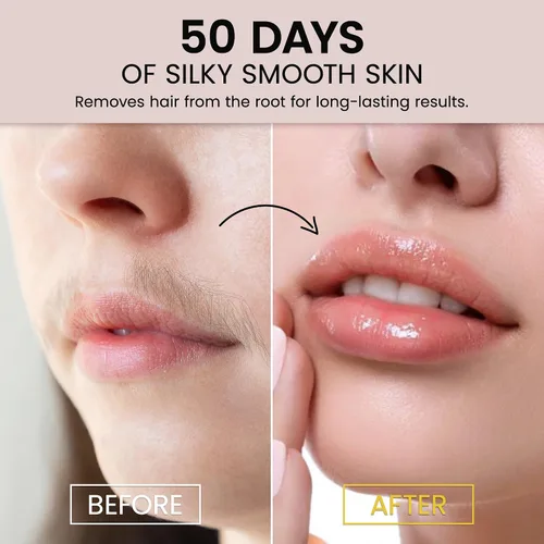 Vista 6 de Tiras de cera facial para depilación: trabajo rápido y suave para cara, cejas, labio superior, barbilla, hipoalergénicas para todo tipo de piel, 50