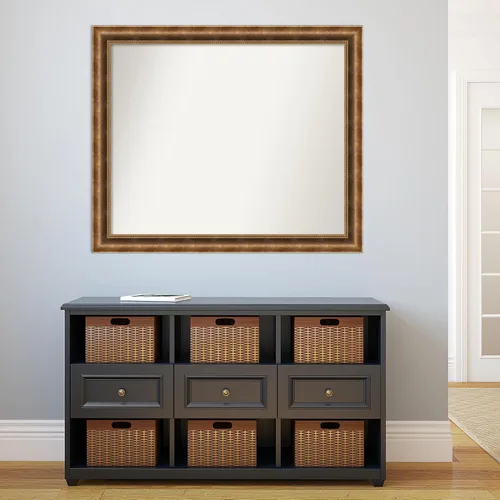 Vista 446 de Amanti Art Espejo de pared personalizado no biselado (25 x 25 pulgadas), marco de bronce acentuado, varios tamaños personalizados, espejo de baño