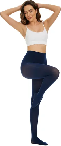Vista 6 de Hiltzo Medias 80D semiopacas suaves con pies de color sólido para mujer