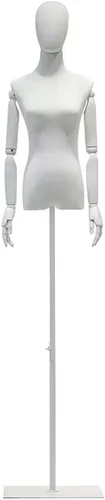 Vista 8 de Vestido femenino ajustable forma maniquí torso 51.2-72.8 in - Perfecto para ropa, exhibición de joyas y costura, incluye brazos/cabeza y base