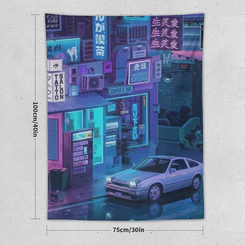 Vista 2 de josnmre Jdm Car Ae86 Tokyo Street Neno - Tapiz de pared para dormitorio, arte estético, decoración del hogar, dormitorio, aula, sala de estar, 30 x