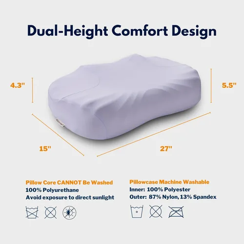 Vista 7 de Almohada para aliviar el dolor de cuello, almohada cervical para dormir con diseño único Wave Valley para un masaje suave, almohada para dormir