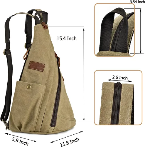 Vista 2 de Bolso bandolera de lona convertible para el pecho, mochila de hombro para hombres y mujeres, al aire libre, ciclismo, viajes