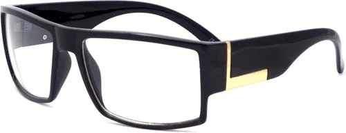 Vista 3 de Gafas rectangulares de lentes transparentes con marco superior plano vintage