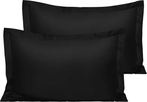 Vista 33 de NTBAY Fundas de almohada estándar de algodón – Fundas de almohada de algodón egipcio de 500 hilos, paquete de 2 fundas de almohada Oxford súper